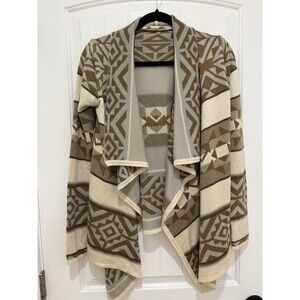Staring At Stars Womens Open Front Drape Cardigan Size S Aztec Southwest Beige a